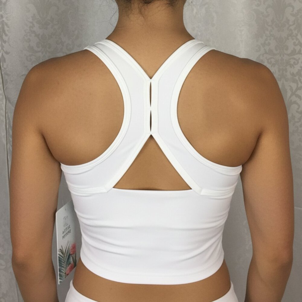 ACTIVE DOMINO Athletic Sport Bra Cropped Top Padded High Support Ivory various